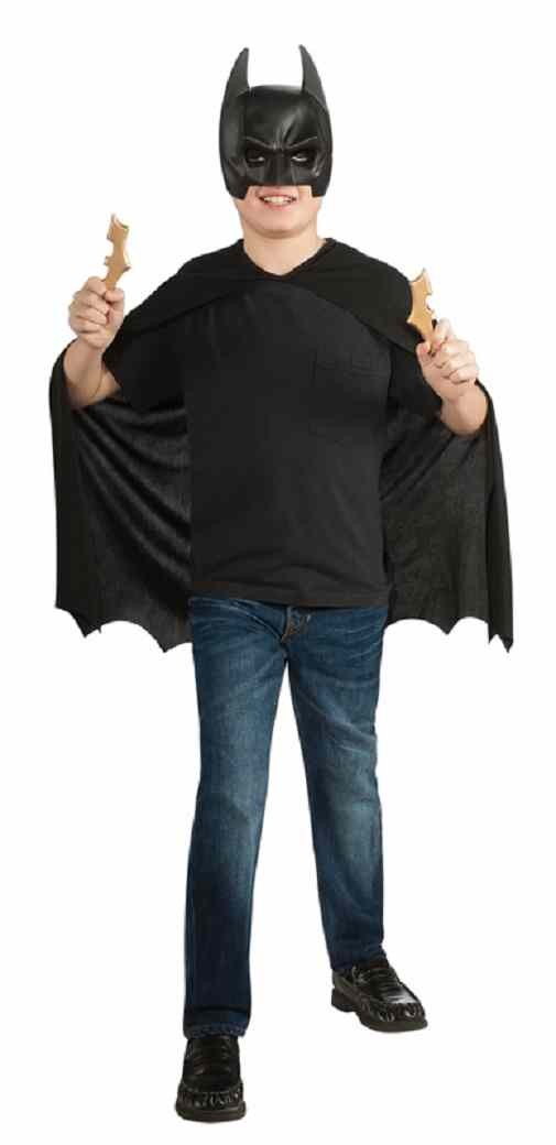 Batman Mask Cape Batarang Set Dark Knight Black Dress Up Halloween Child Costume