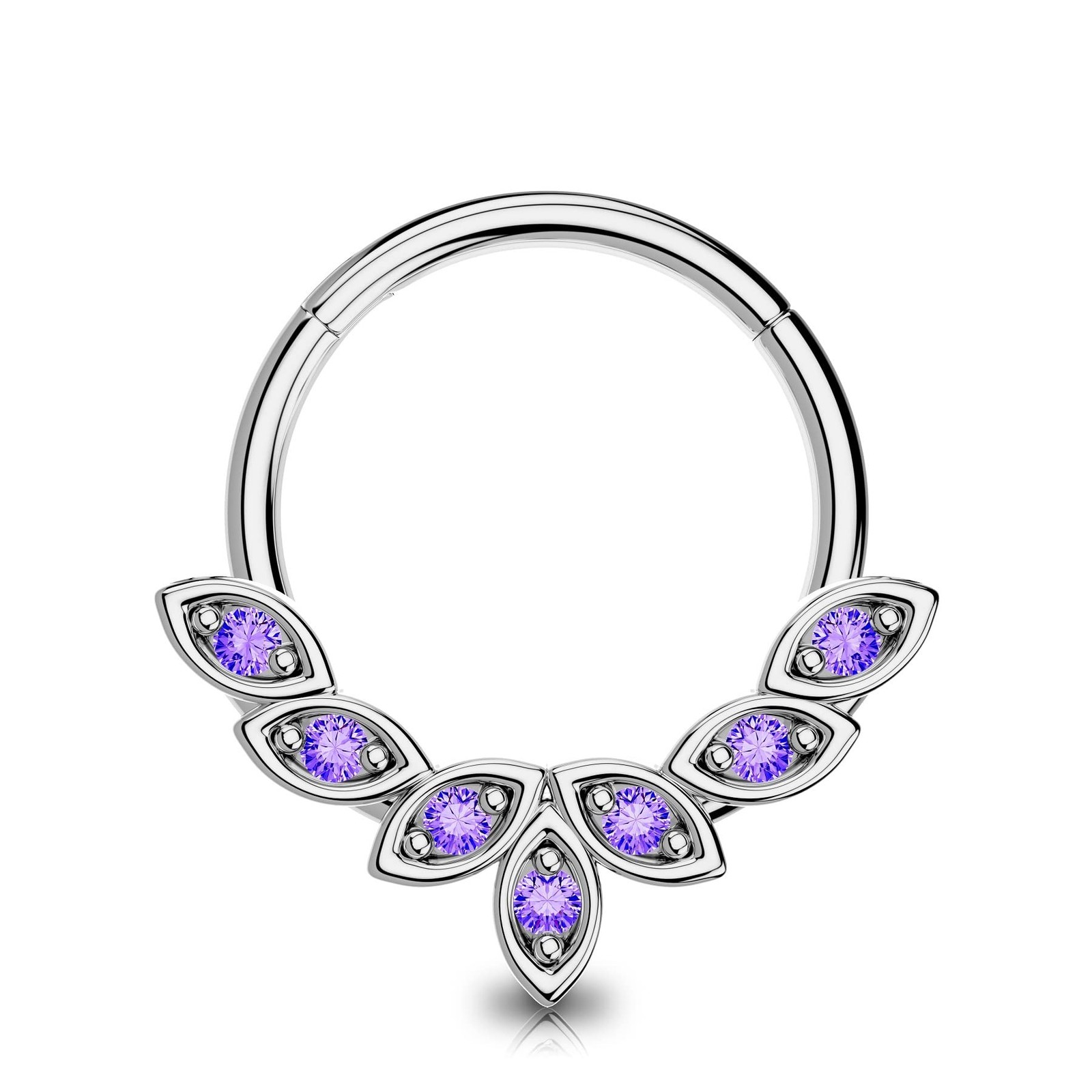 OUFER Septum Rings 16G, 316L Stainless Steel Septum Rings Hoops, Cluster CZ H...