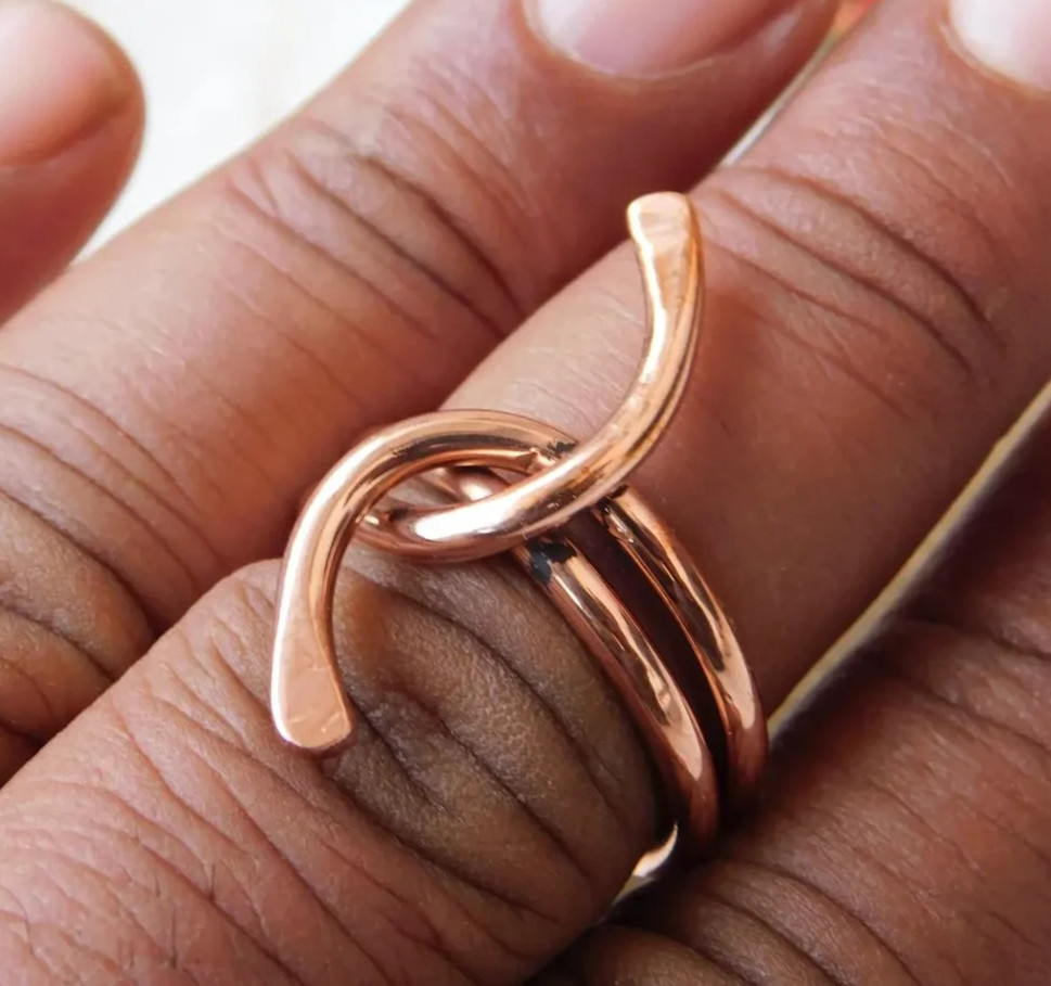 Solid Copper Minimalist Healing Ring Handmade Unisex Thumb Ring