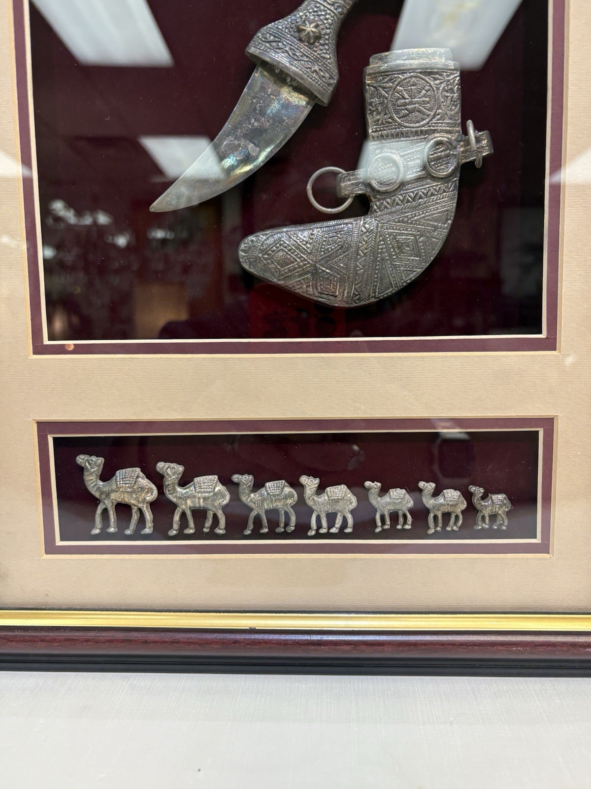 Framed Omani Khanjar Dagger Silver Plate