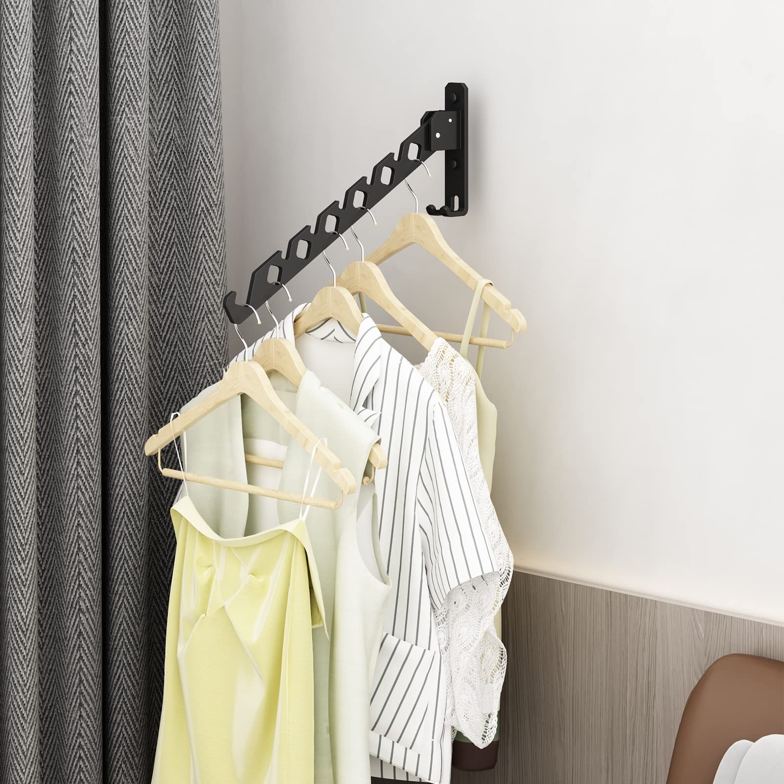 Wall Mounted Clothes Drying Rack, Wall Clothes Hanger Foldable, Laundry Hange...