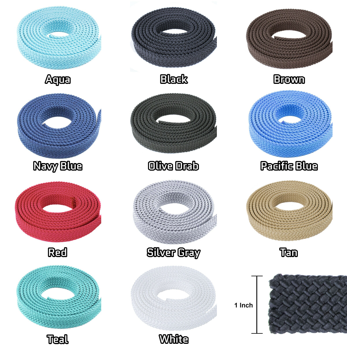 1" MFP Soft Flat Braid - PolyPro Hollow Flat Braid Rope - Easy to Splice & Seal