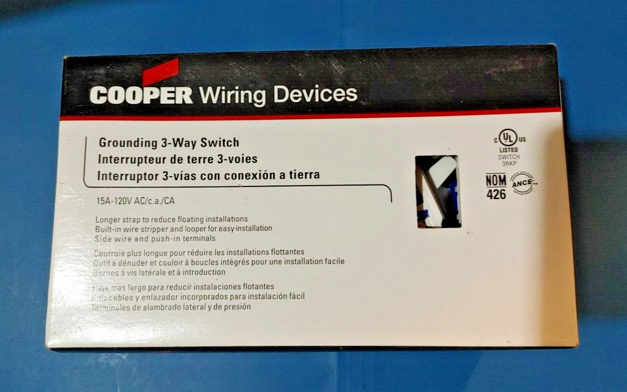 10 Cooper White Quiet Toggle Wall Light Switches 3-Way 15A 120V 1303-7W