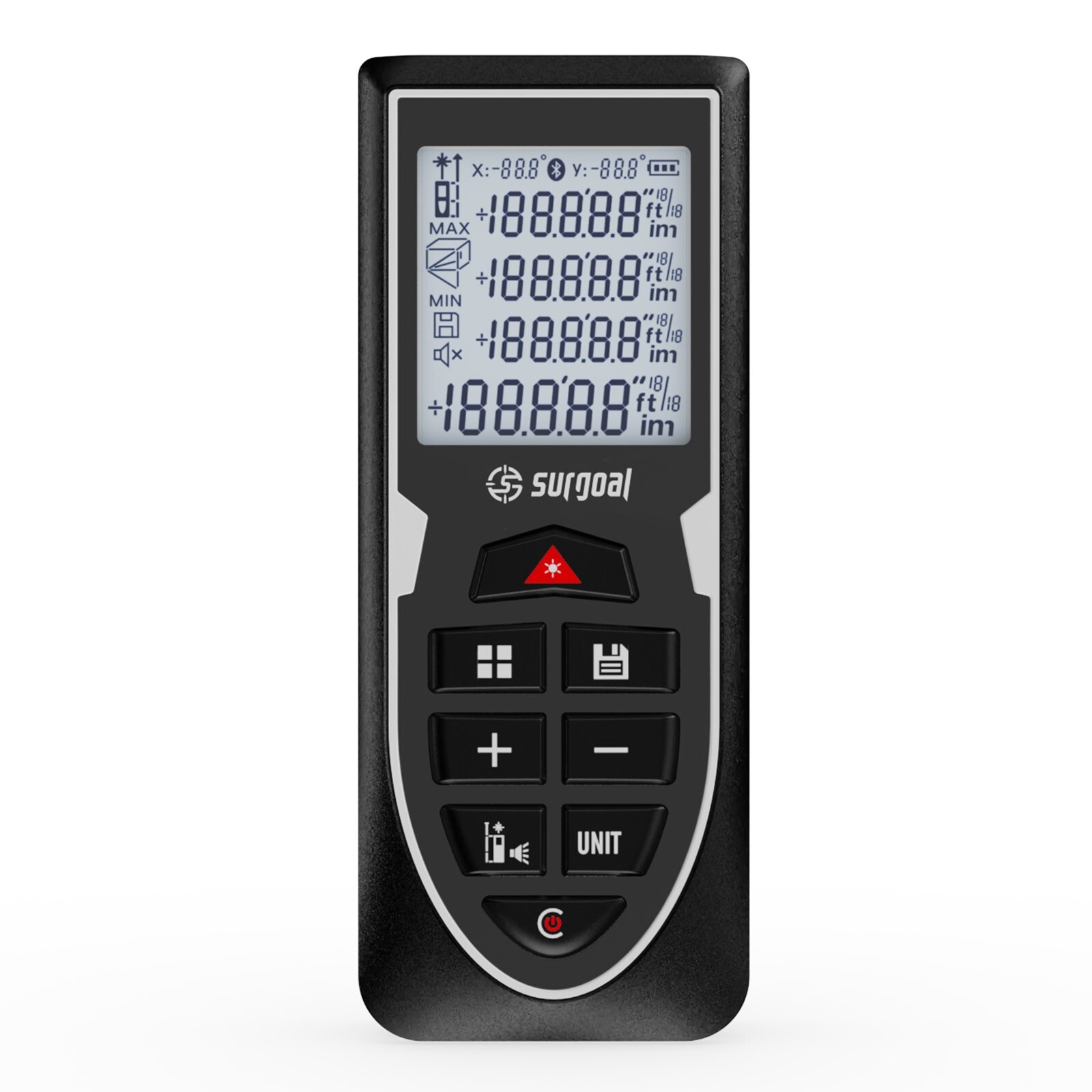 393.7ft Laser Distance Meter with Li-ion Battery & Electric Angle Sensor -Red