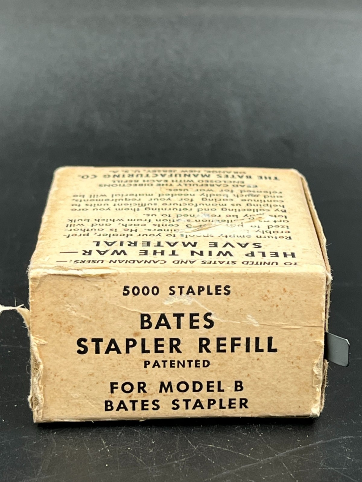 WWII Bates Model B Stapler Refill "HELP WIN THE WAR-SAVE MATERIAL"