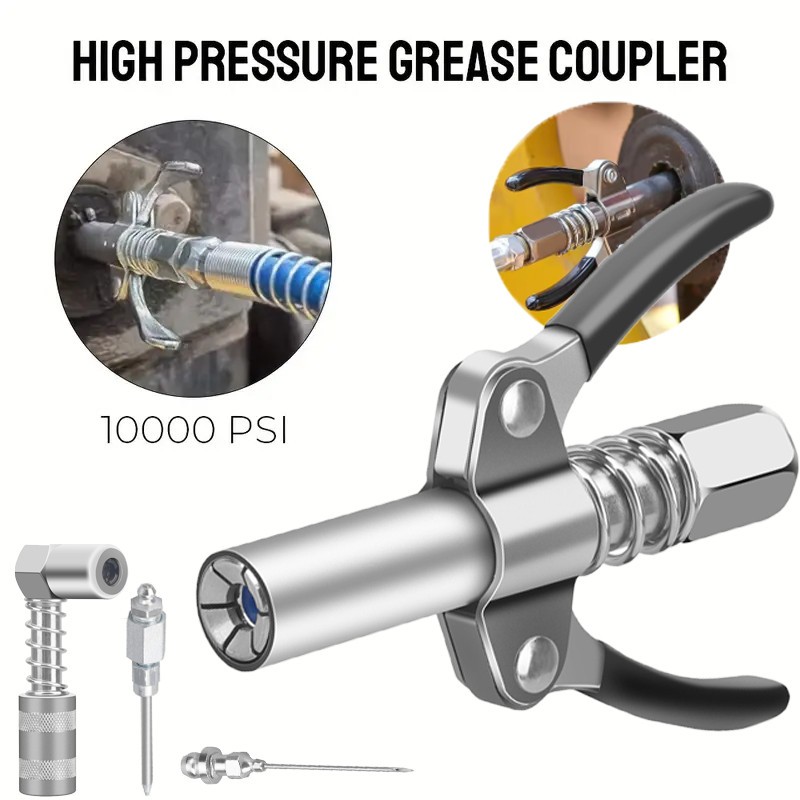 90 Degree Grease Gun Coupler & Needle Dispenser & Injection Needle Tips with Cap