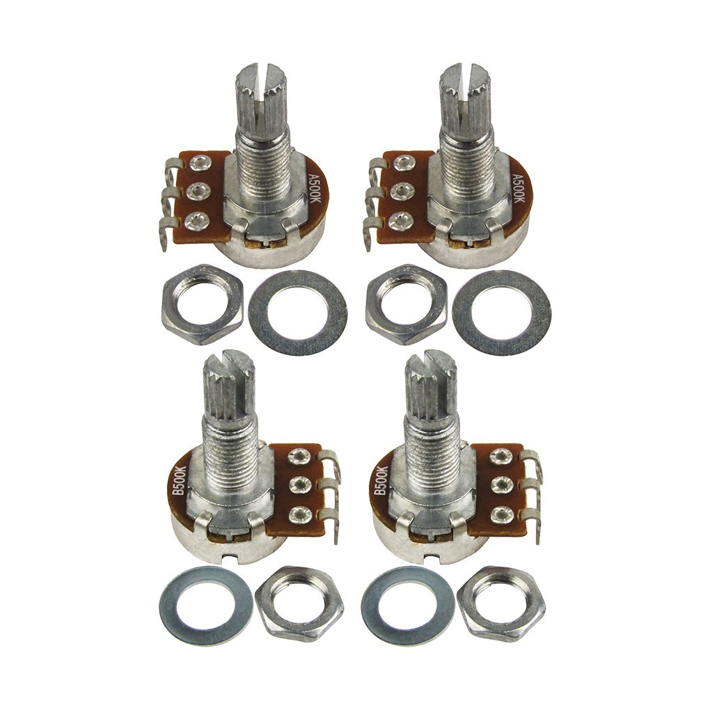 FLEOR 2 A500K+2 B500K 18mm Guitar Mini Audio Potentiometers Pots Long Shaft