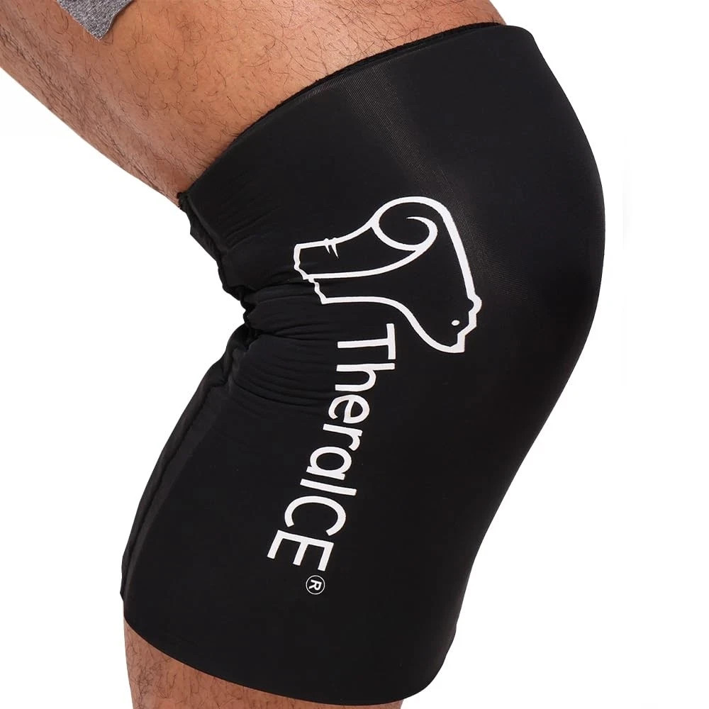 TheraICE Knee Ice Pack Wrap Compression Sleeve for Injuries Reusable Gel Cold XL