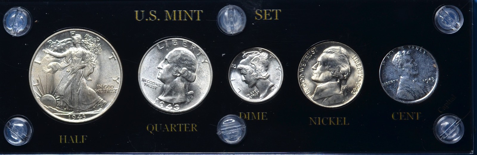 1943 P SILVER UNCIRCULATED MINT  SET-GEM WHITE CAPITAL CASE 5 Step Nickel #3