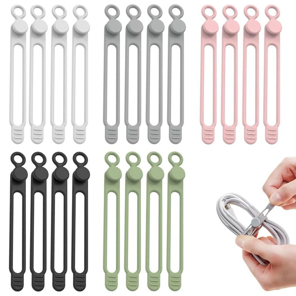 Data Cable Organizer, Upgrade Silicone Cable Ties Reusable Cable Management9917