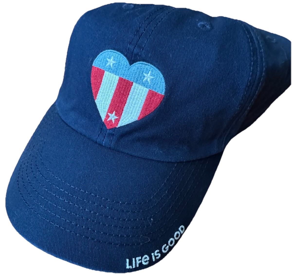 NWT Life Is Good Patriotic Heart Baseball Cap One Size Adjustable Hat