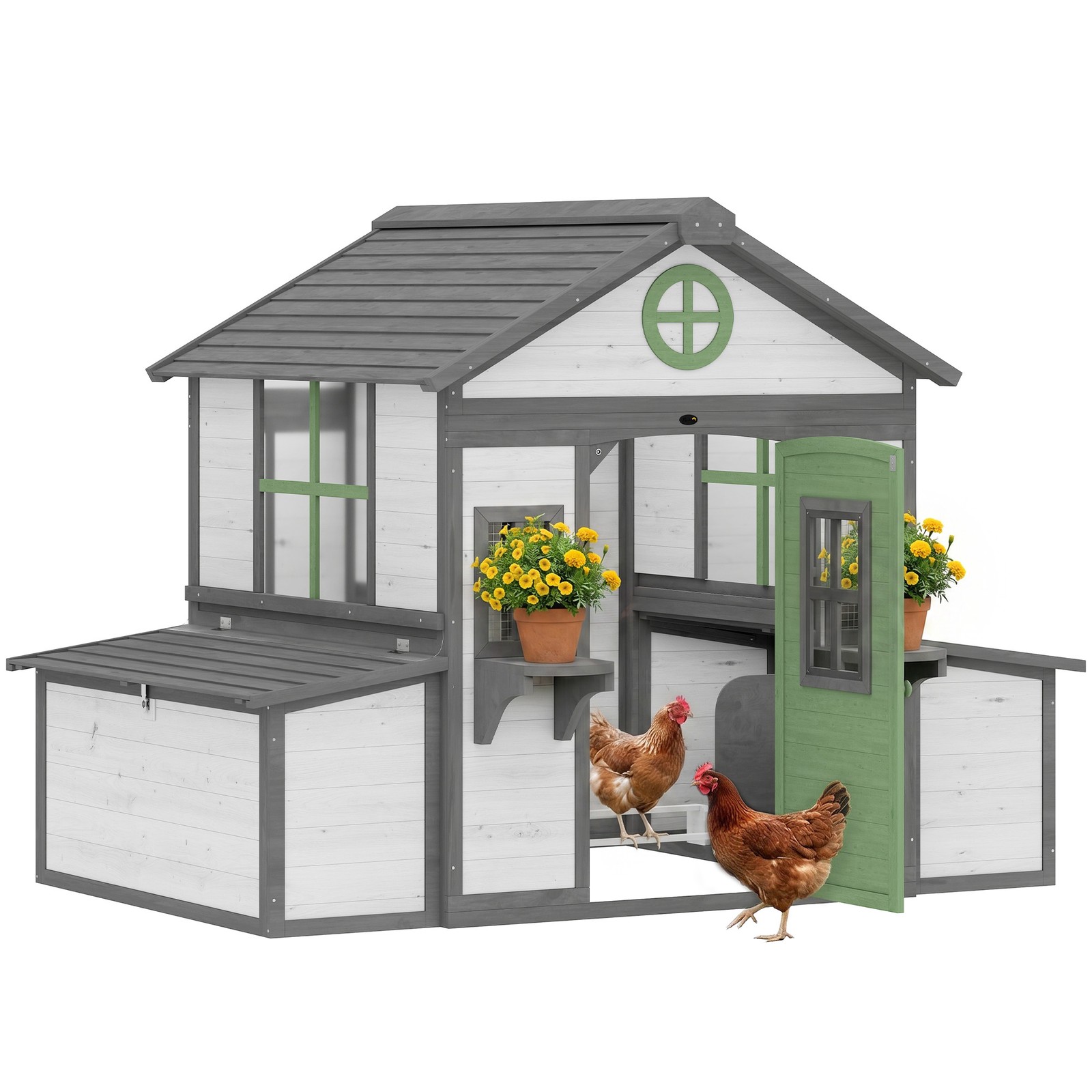 Wooden Chicken Coop, Hen House for 2-4 Hens, Outdoor Playhouse
