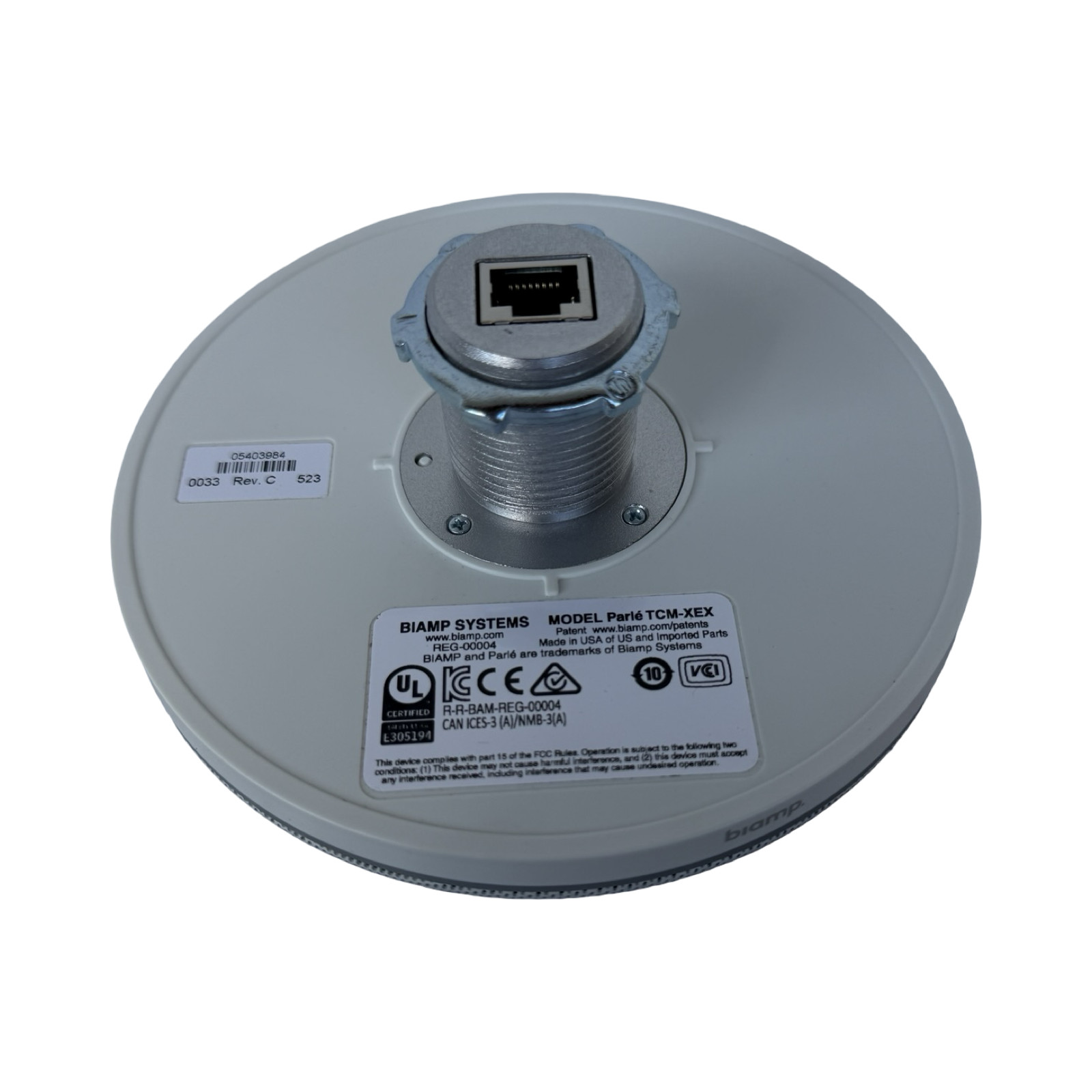 Biamp TCM-XEX Low Profile Ceiling Microphone White