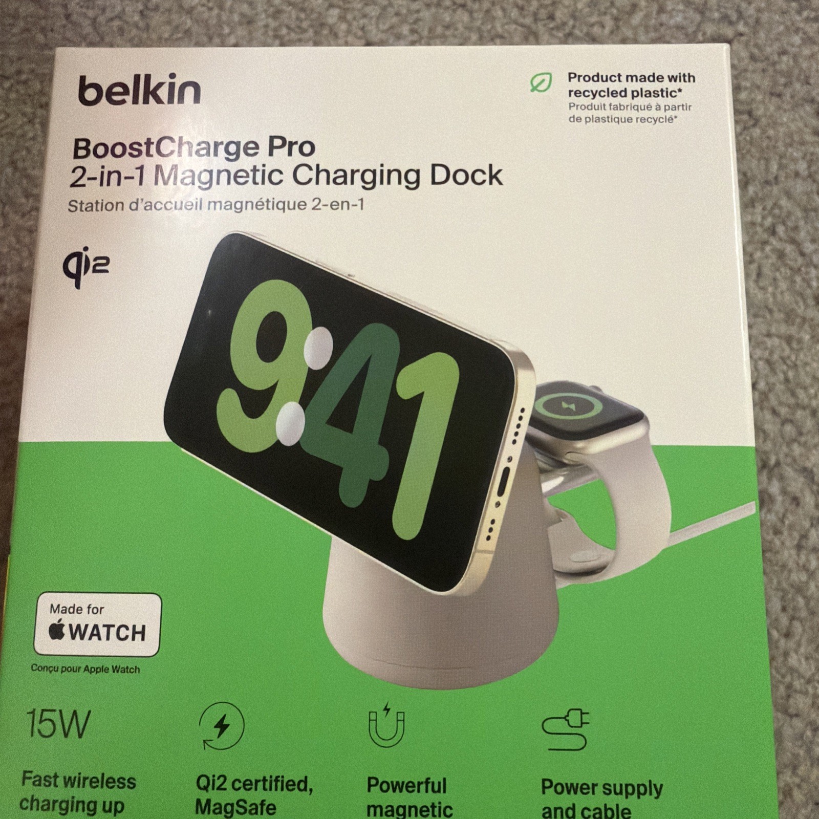 BoostCharge Pro 2-in-1 Wireless Charging Dock with Qi2 15W - Sand