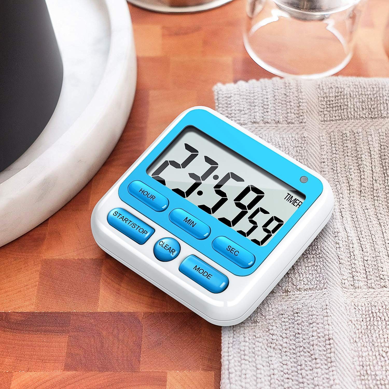 Digital Kitchen Timer W/Large Red Digit Display Loud Alarm Count Up/Down