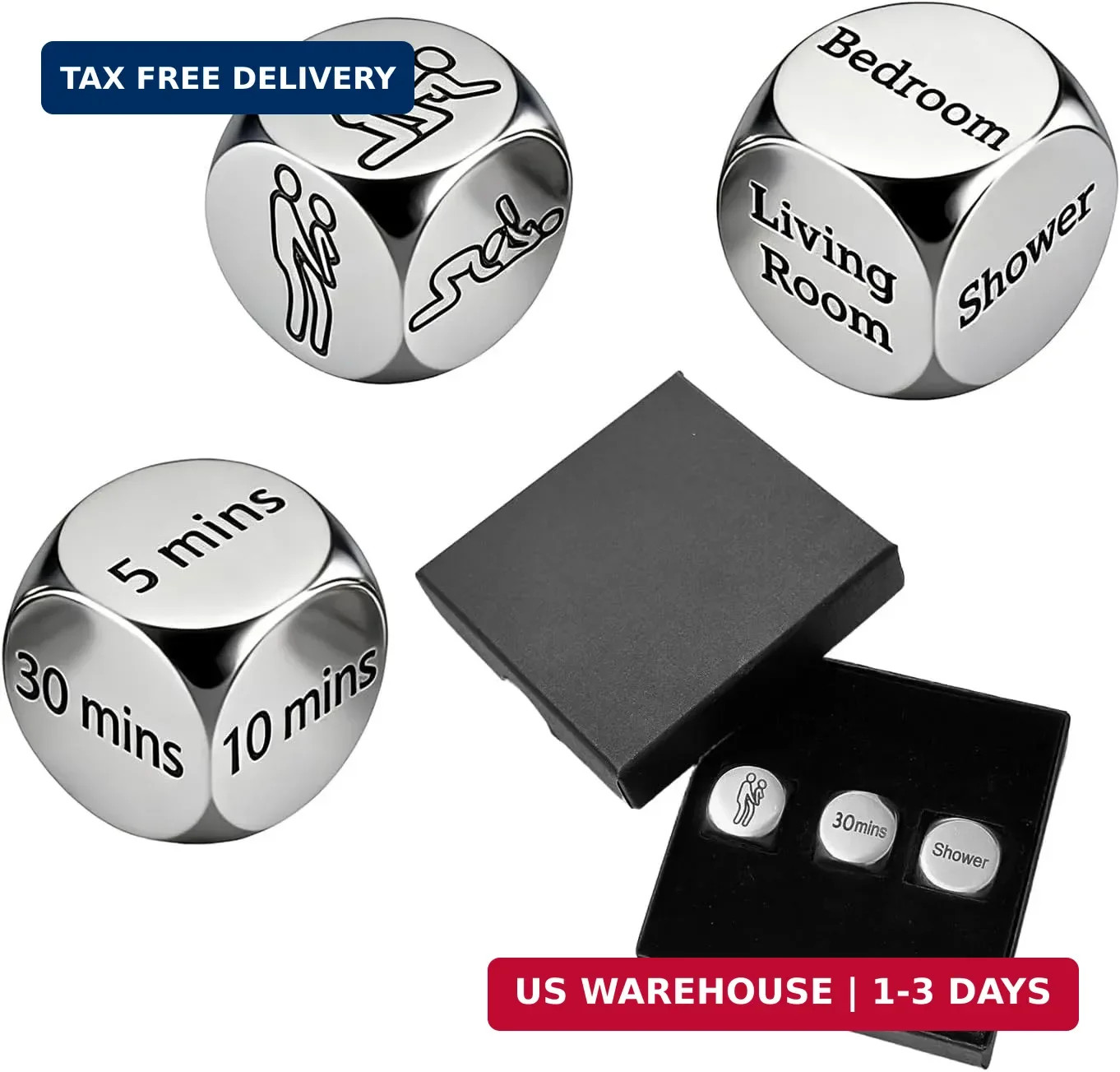 3 Pcs Date Night Dice for Couples, Romantic Decision-Making Dice Game with Fun P