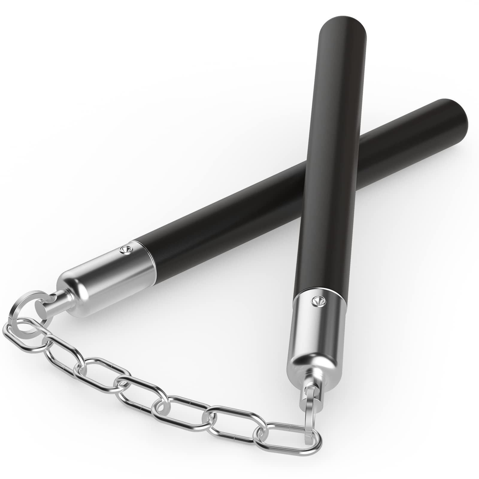 zalani Nunchucks - Safe Solid Rubber Training Nunchucks/Nunchakus with Black