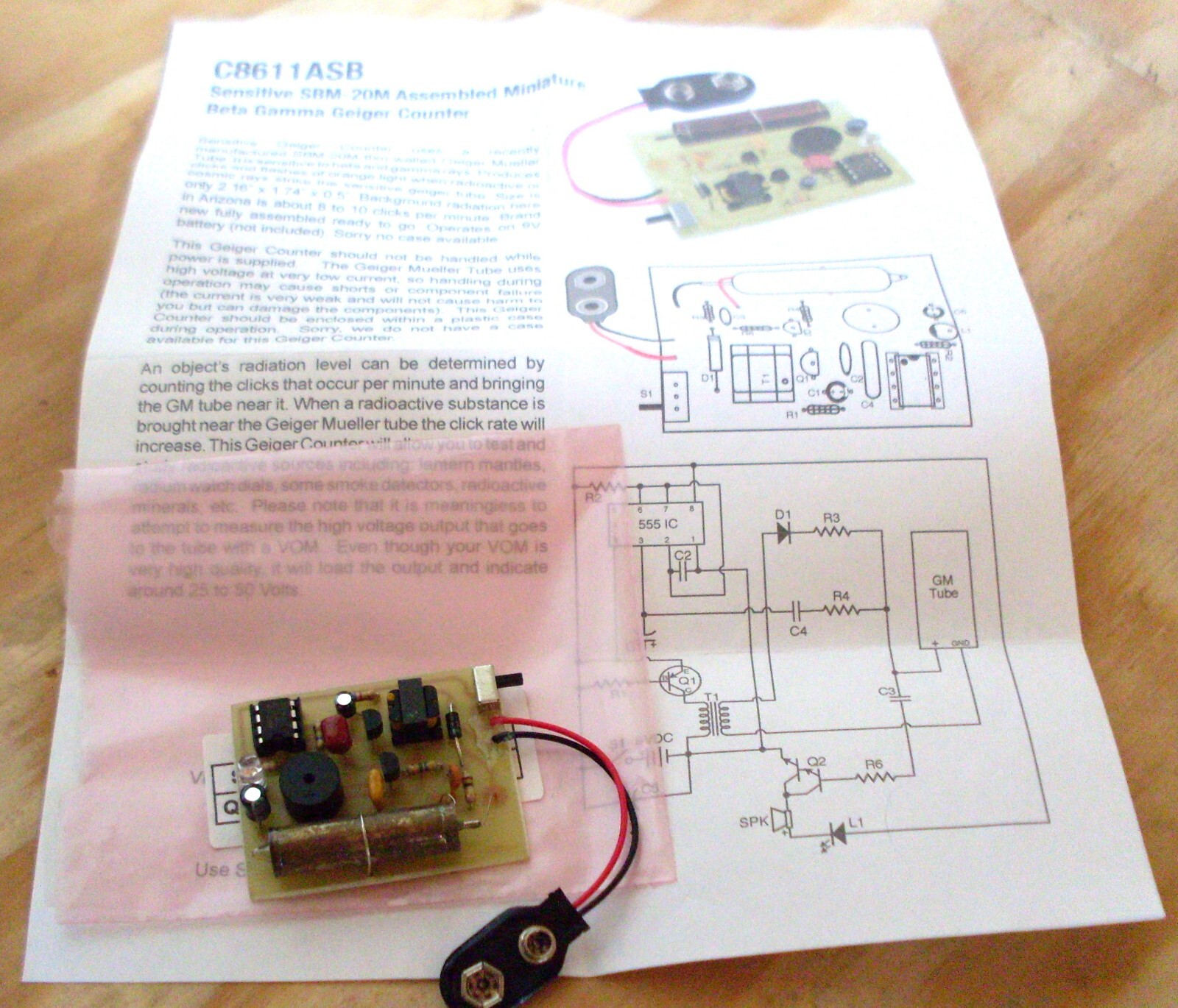 C8611ASB - Sensitive SBM-20M Assembled Miniature Beta Gamma Geiger Counter