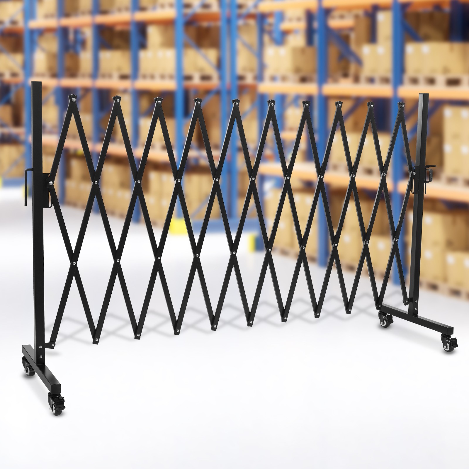 Portable Safety Barrier Expandable Barrier Gate With 4 Wheels 130x17.7x40in