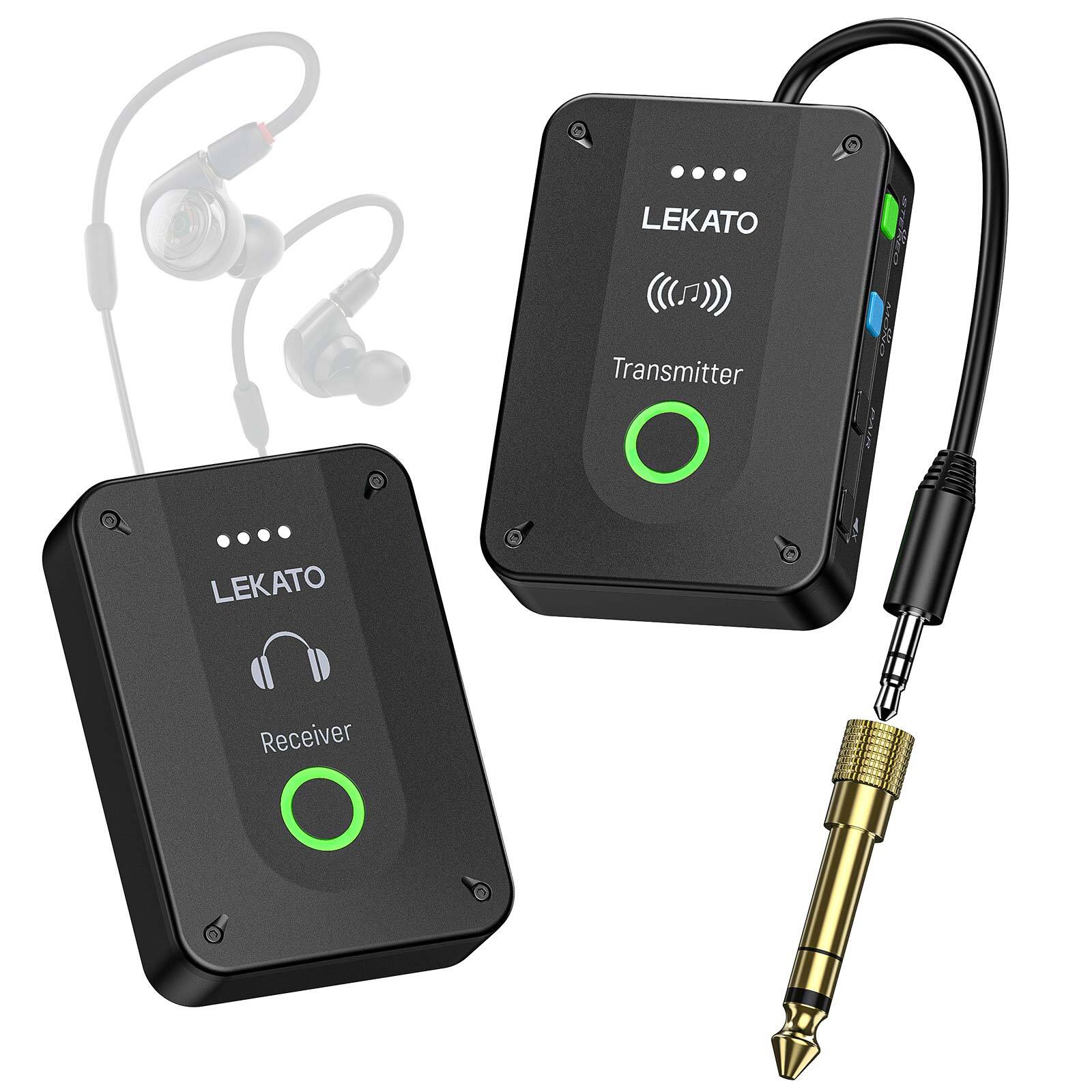 LEKATO 2.4G Wireless IEM System in Ear Monitor Set Transmitter Receiver