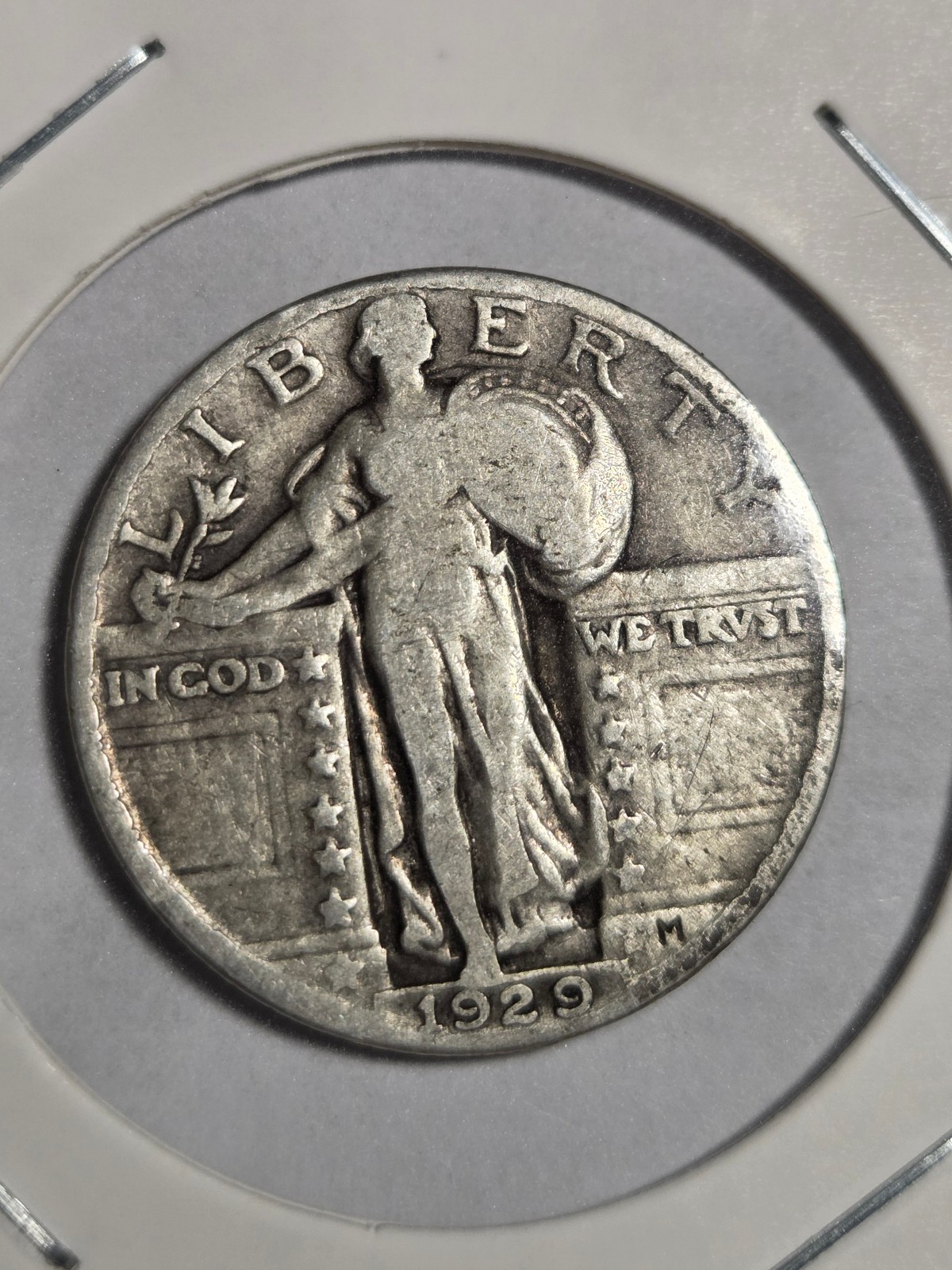 1929 Standing Liberty Silver Quarter Type 3 Recessed Date US 25c Fine