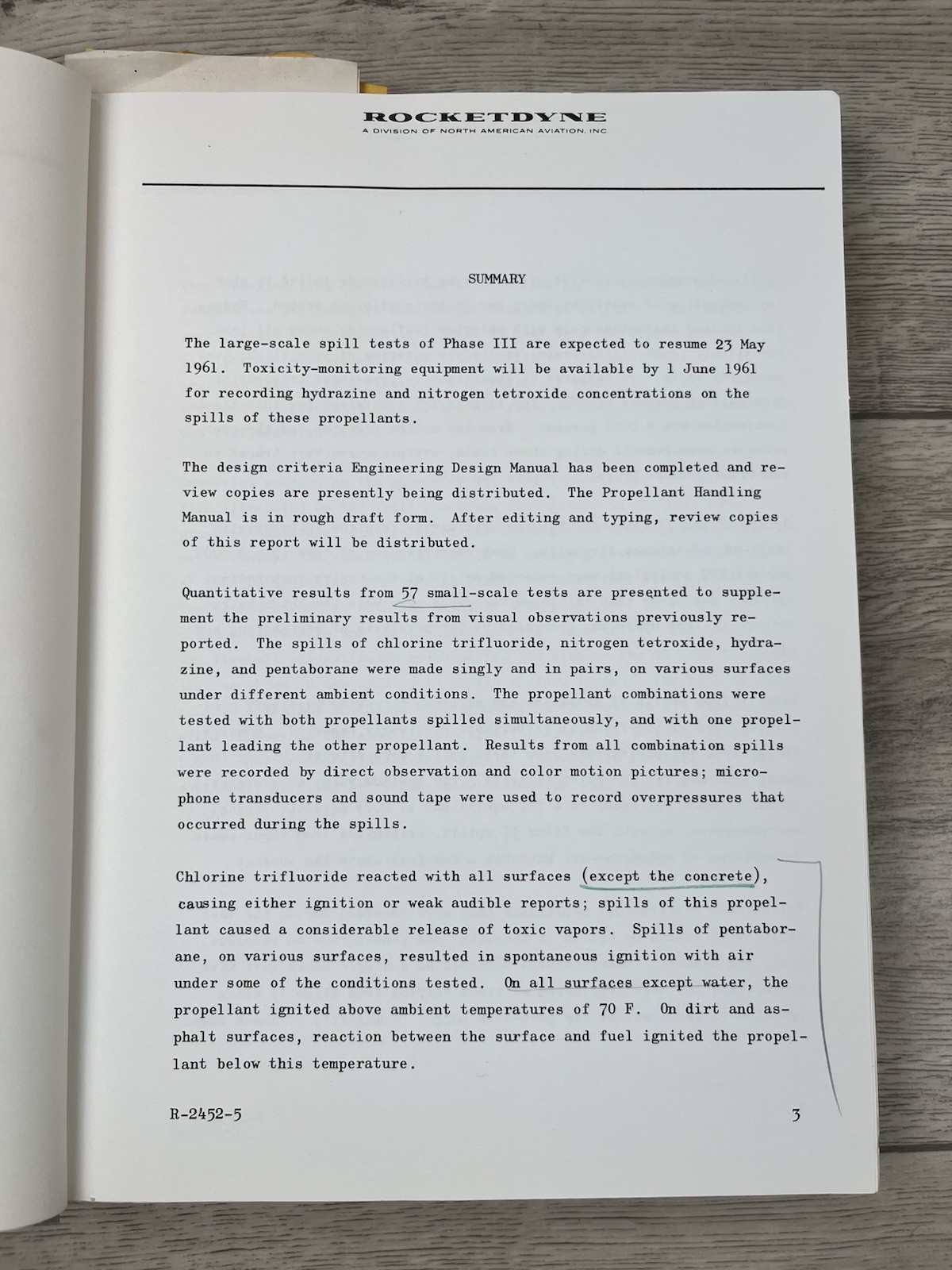 Rocketdyne Hazard Classification New Liquid Propellants Progress Report ‘60-‘61