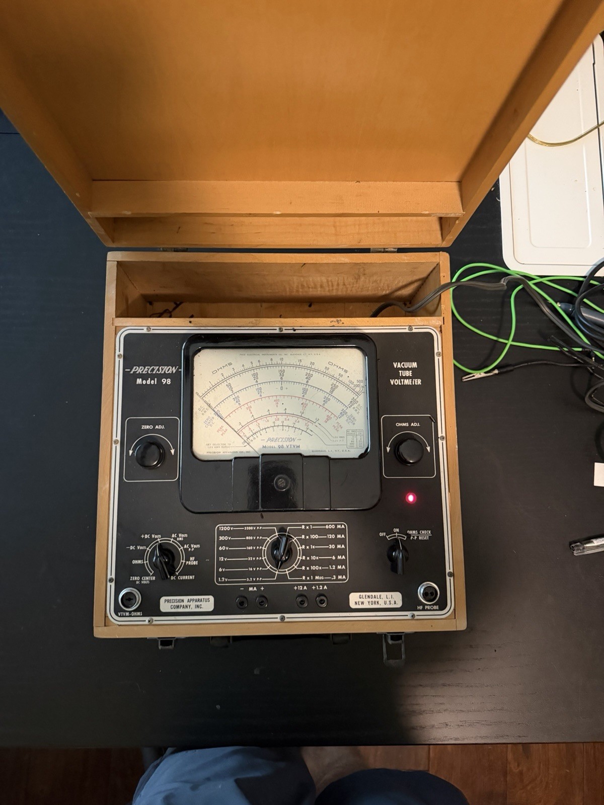 Vintage Precision Apparatus Model 98 VTVM Powers On Not Tested Parts Repair