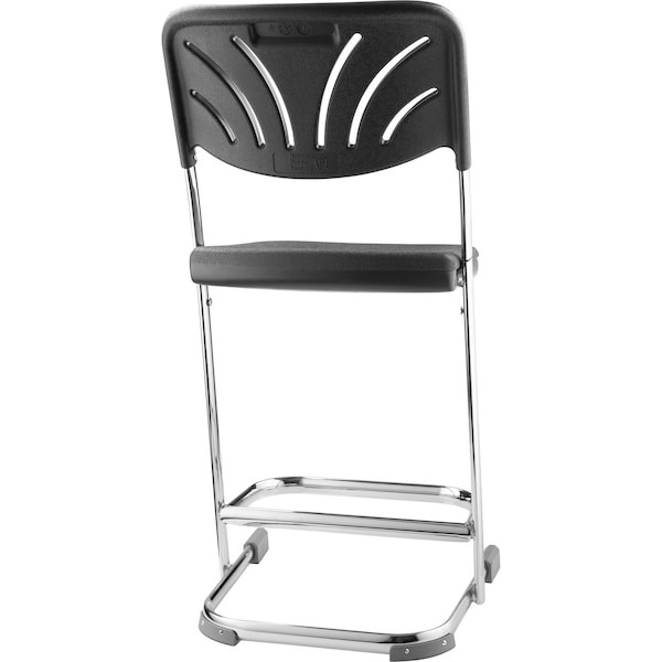 National Public Seating 6622B Square Stool With Backrest, Height 22"Black