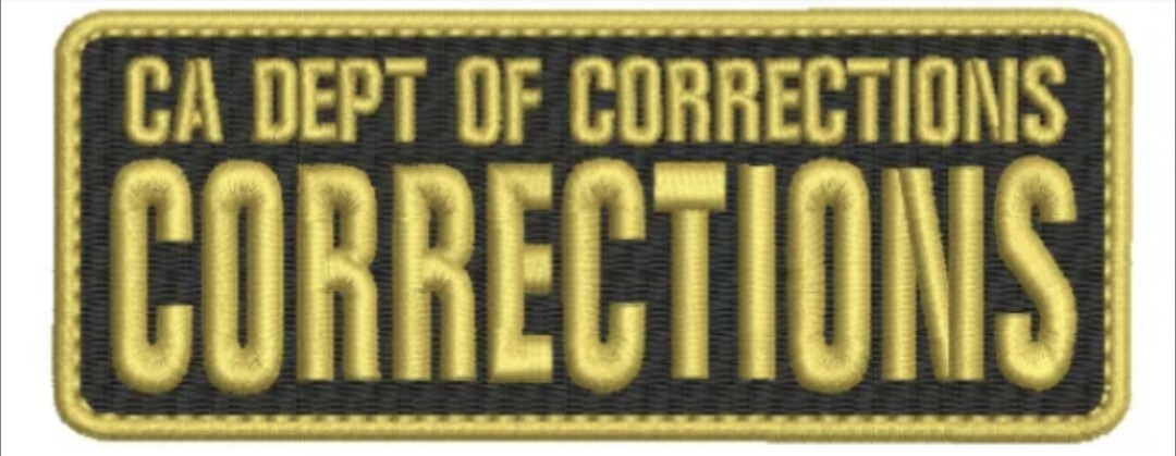 CA Dept of Corrections CORRECTIONS embroidery patch 2x5 hook black gold