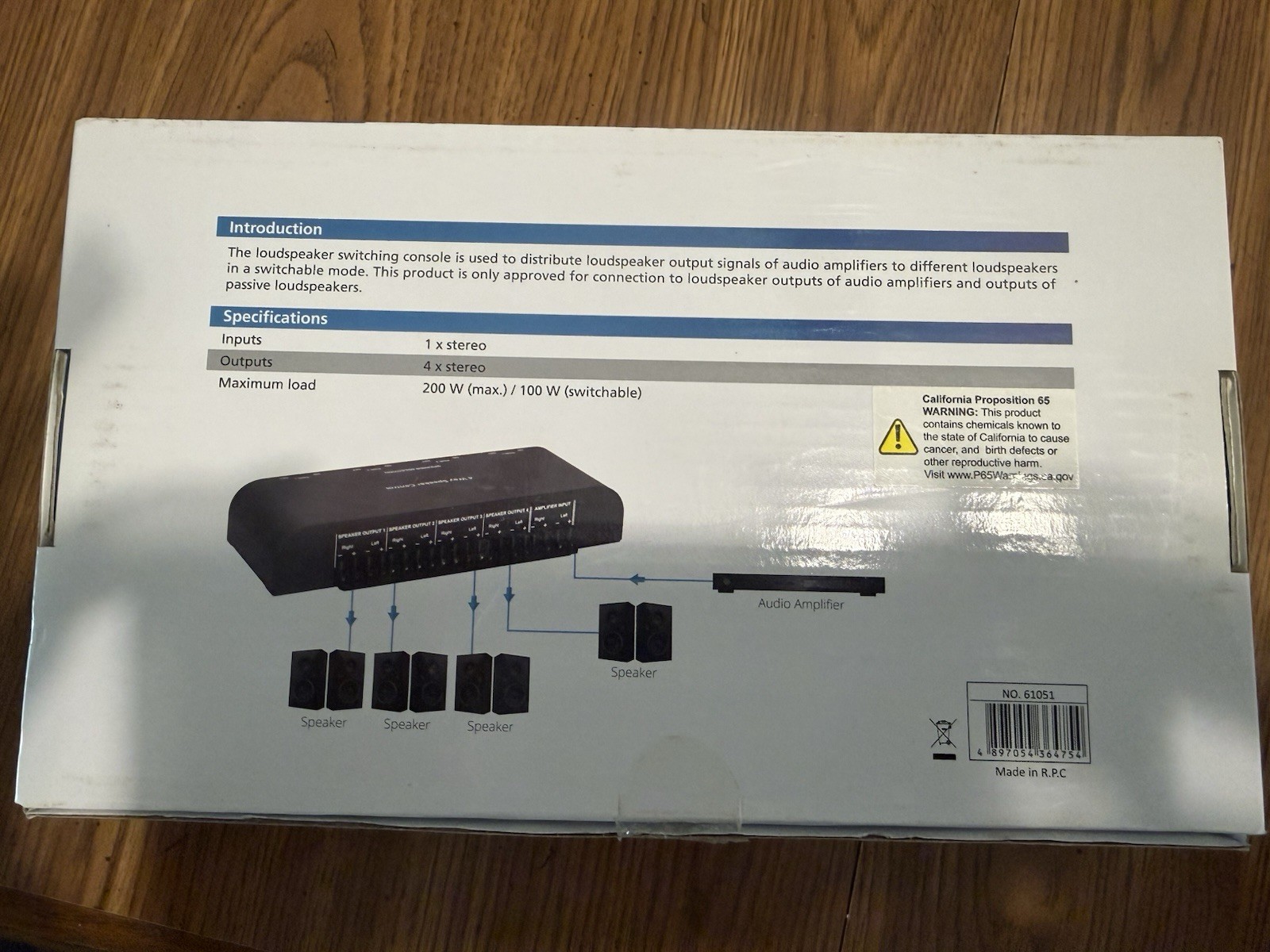 XtremPro 4 Way Speaker Selector Black Screw-type Connections 200W