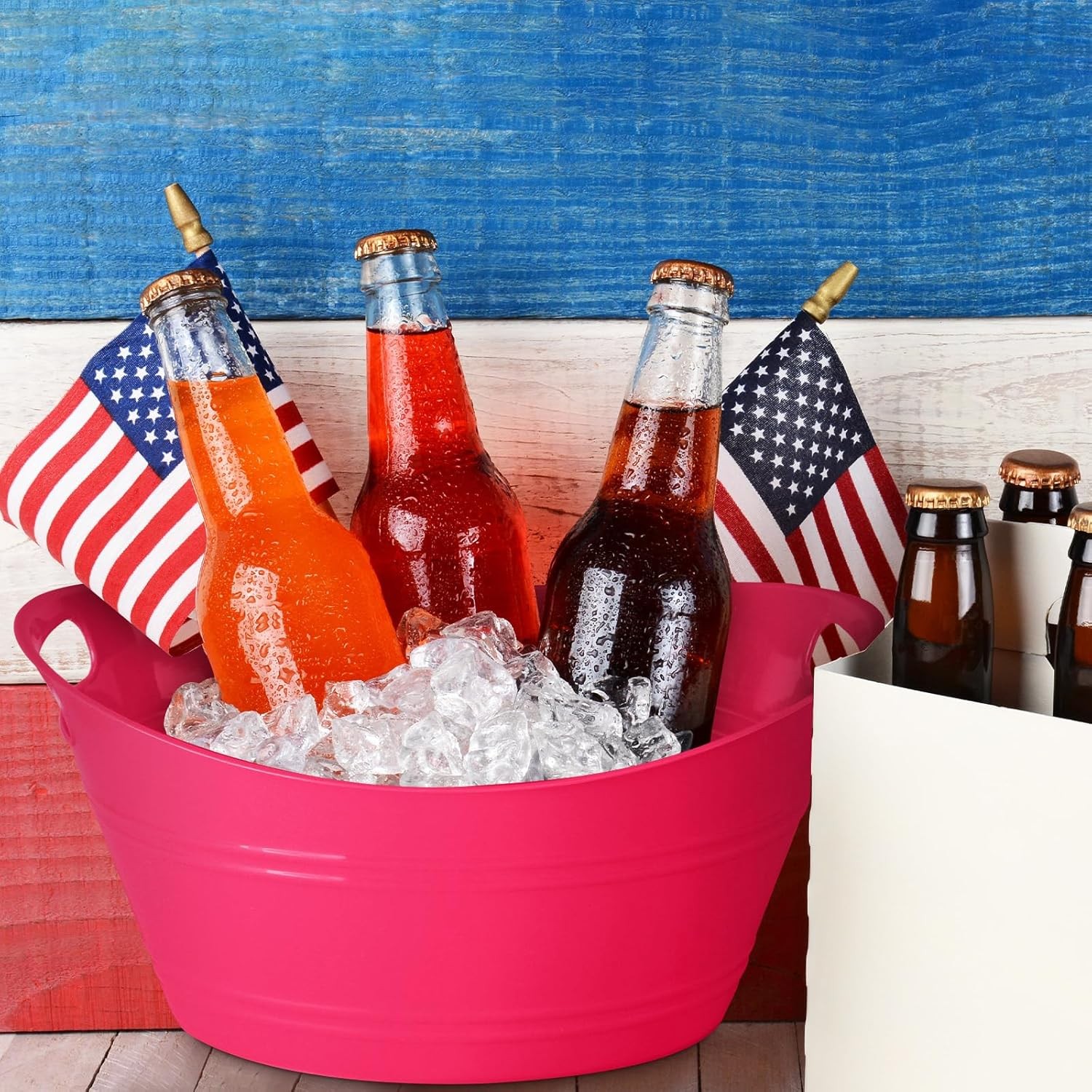6-Piece Ice Bucket Set with Handle, Plastic Ice Bucket, Oval Storage Bucket