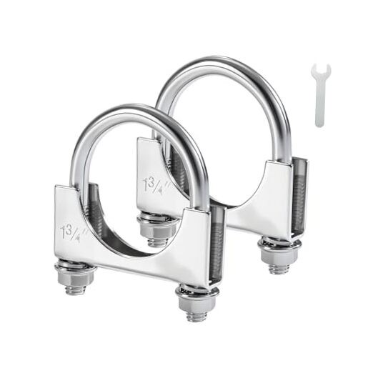 Heavy Duty U Bolt Exhaust Clamp, 1 3/4 Inch Stainless Steel U Muffler 1.75" 2