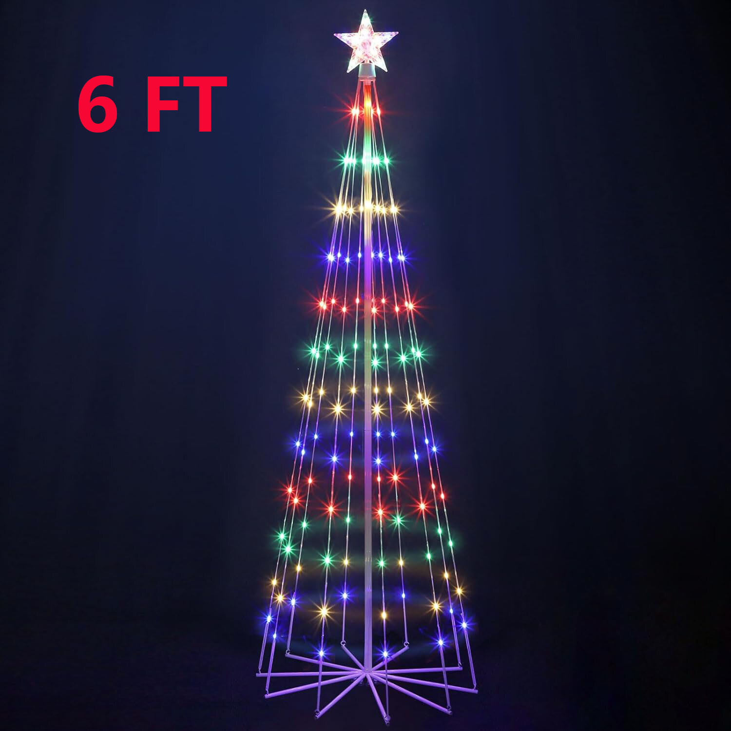 6FT Multicolor LED Animated Outdoor Christmas Tree w/8 Modes for Xmas Yard Decor