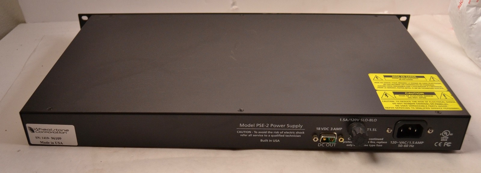 Wheatstone PSE-2 Broadcast Console Power Supply 18V 3A Rackmount LX-24