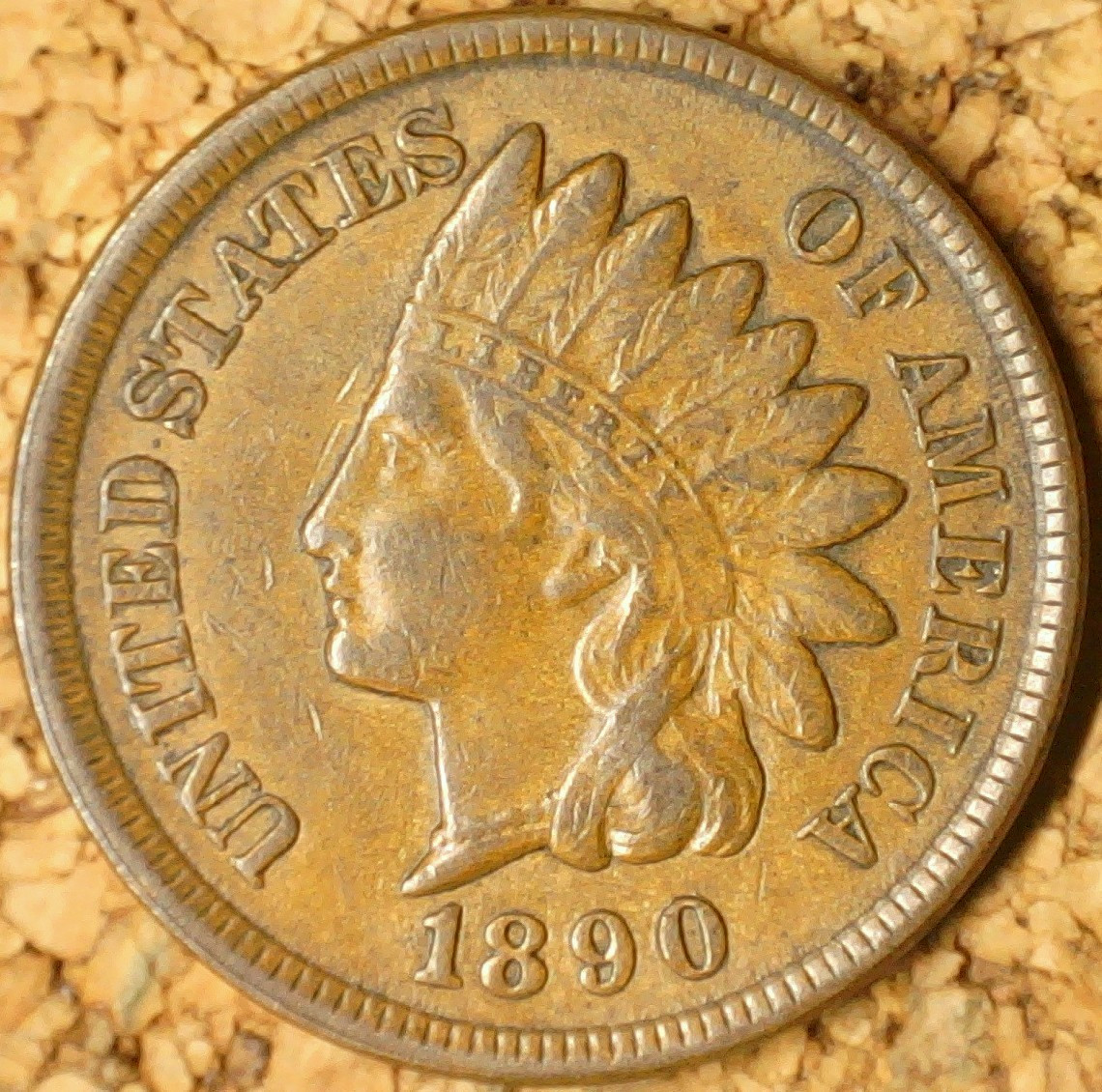 1890 Indian Head Cent - EXTRA FINE SNOW-12, SCARCE REPUNCHED DATE  (M750)