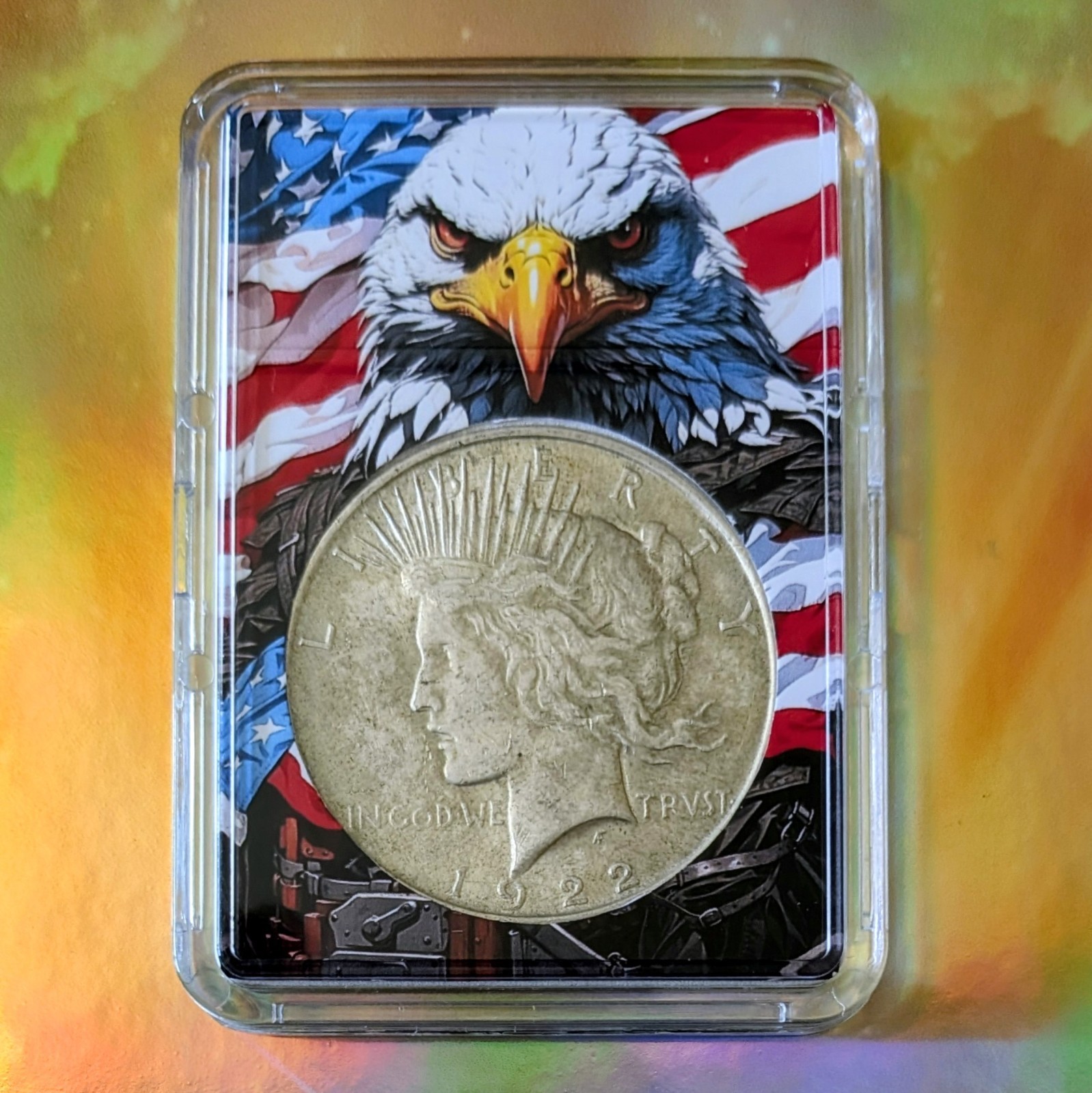 1922 P PEACE 90% Fine Silver Dollar Custom Slab/Case PHILADELPHIA MINT COIN $1