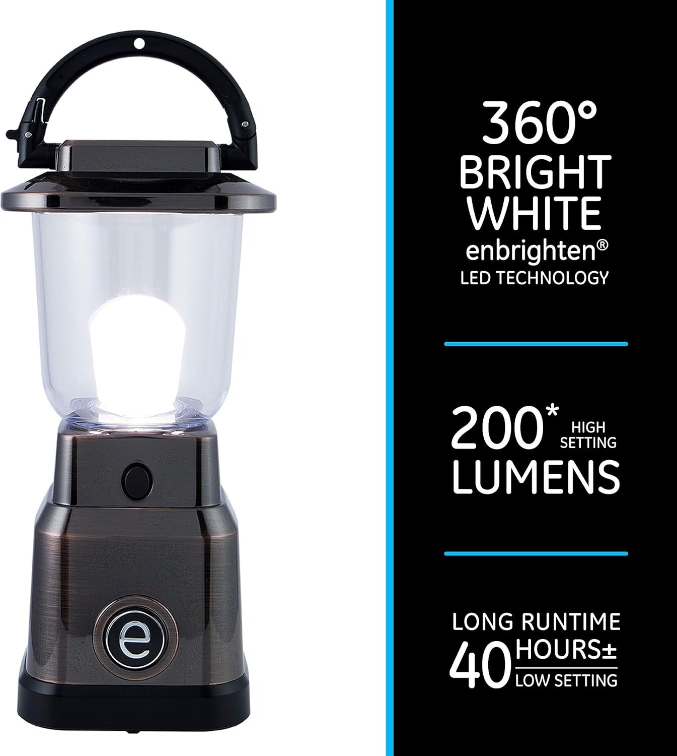 Enbrighten LED Mini Lantern, Battery Operated, Bright White, 200 Lumens, 40...
