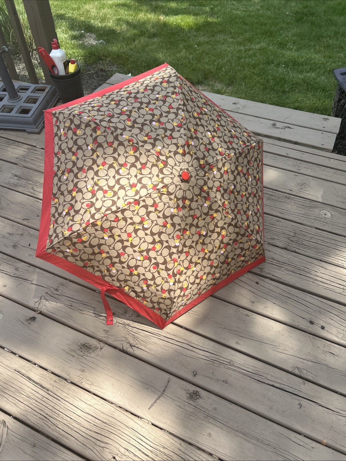 COACH  Signature Umbrella brown red Signature cherry
