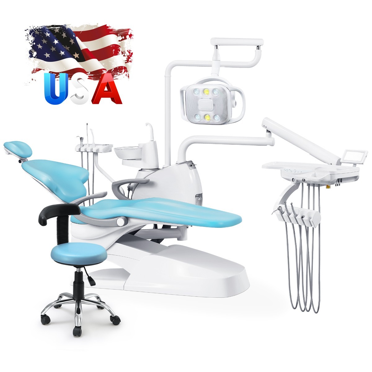 Dental Unit Surgery Chair Computer Controlled Integral Premium PU DC Motor&Stool
