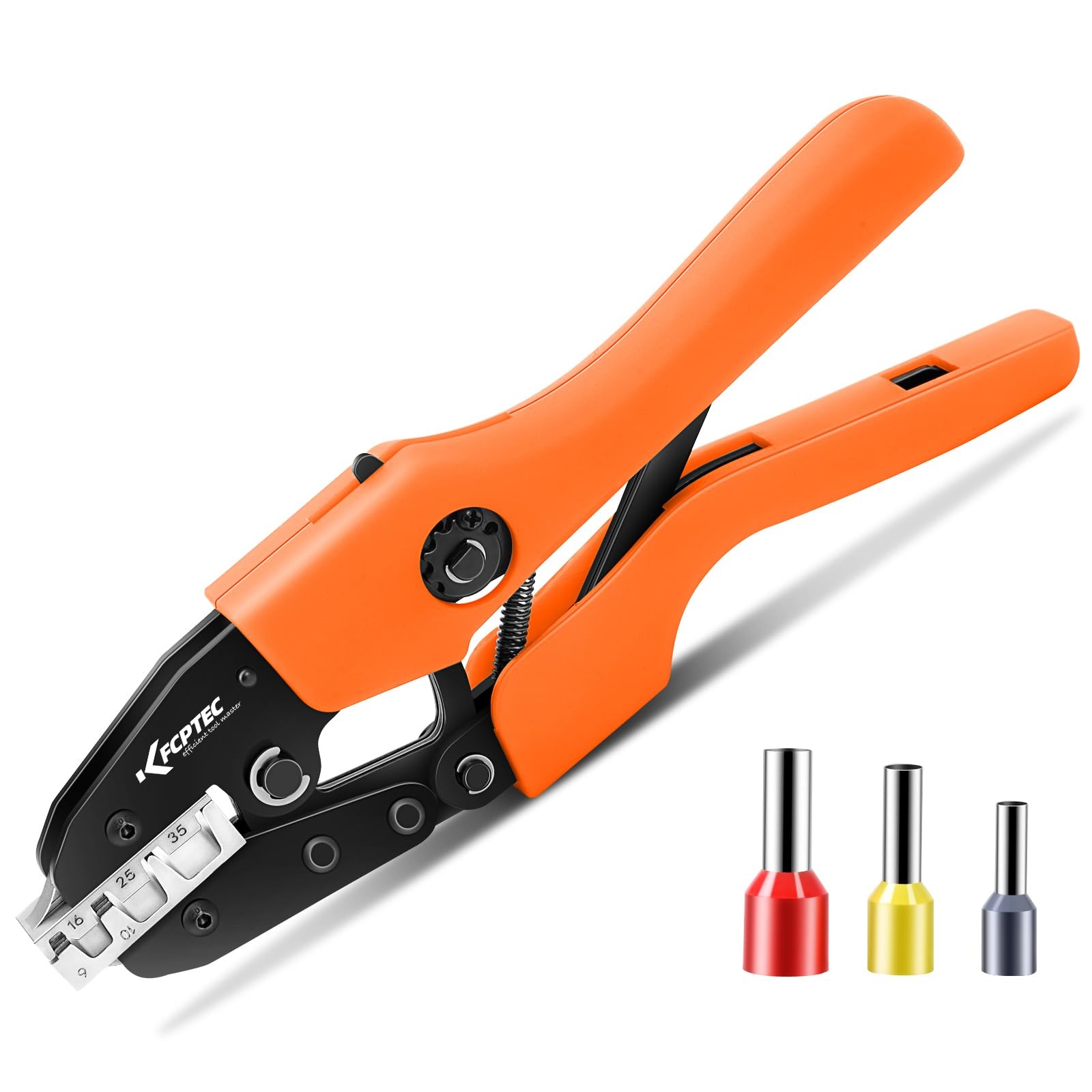 Ratcheting Ferrule Crimping Tool for Wire End Sleeves, AWG 2-10 (6-35mmÂ²) Hea