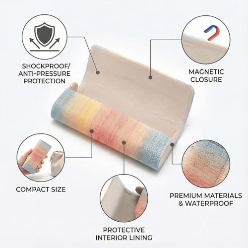 2 Pack Hard Shell Glasses Case, Gradient color Sunglasses Case, Eyeglass Case
