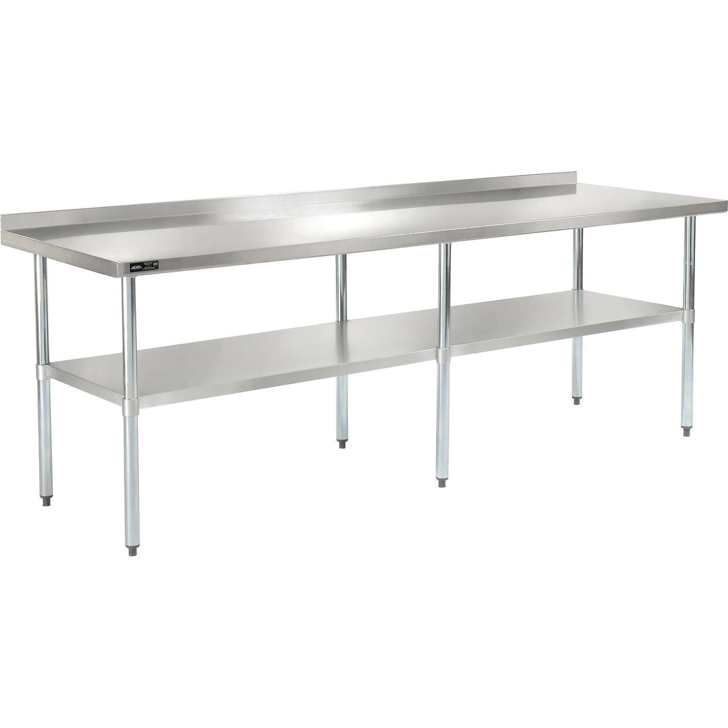 Nexel 96"W x 30"D 18 Gauge 430 Stainless Steel Workbench 2" Backsplash