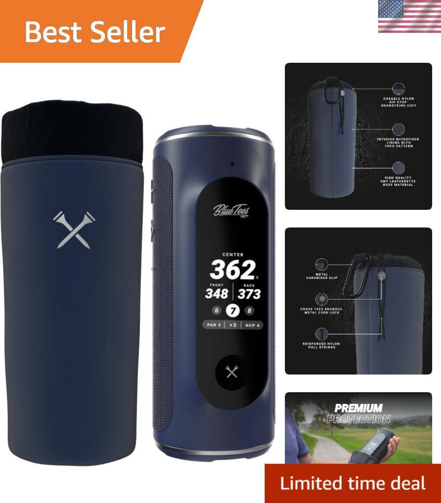 Golf GPS Case for Player+ Speaker - Hard Carrying Case with Carabiner Clip (Navy
