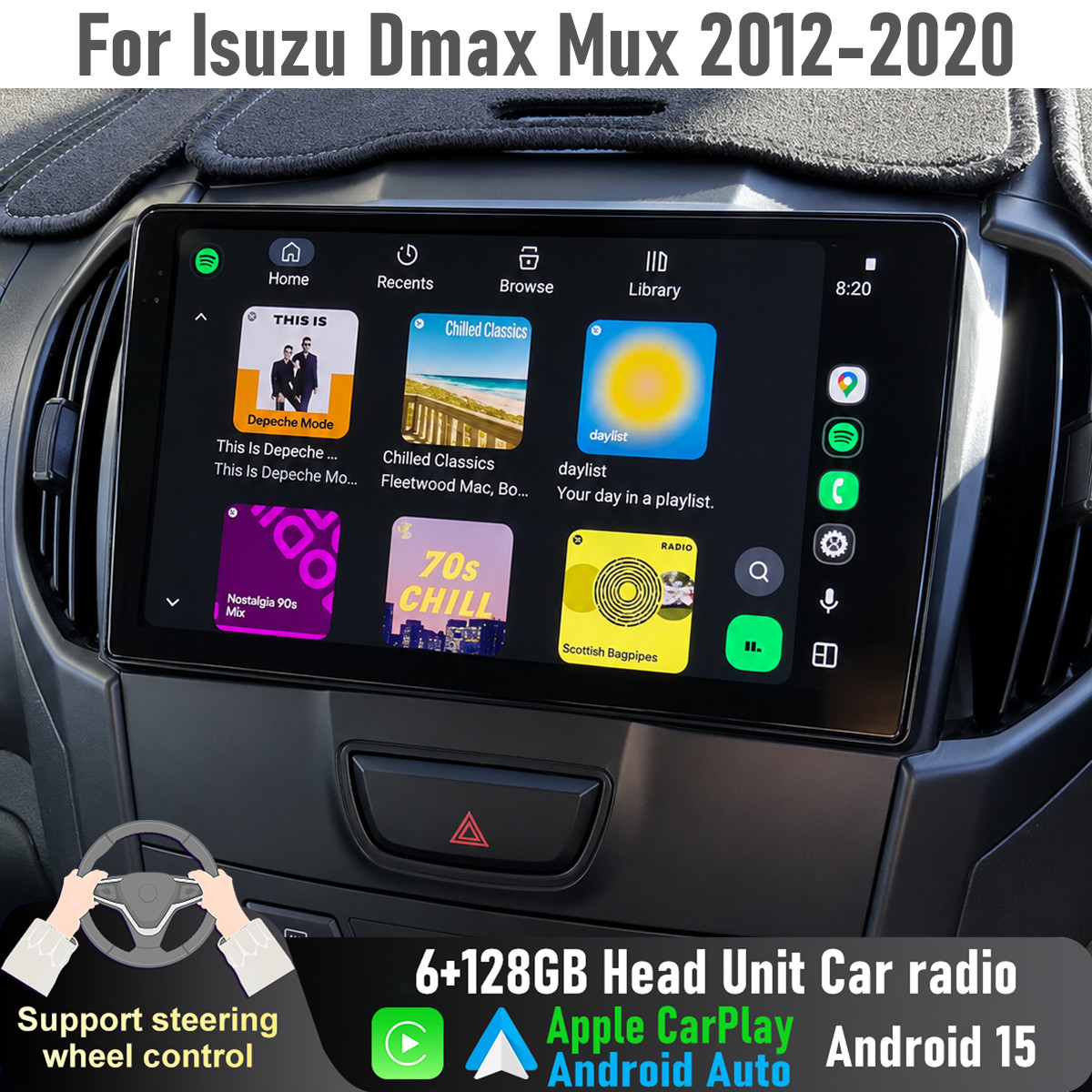 9'' Apple CarPlay 6+128GB Head Unit Car radio For Isuzu Dmax Mux 2012-2020