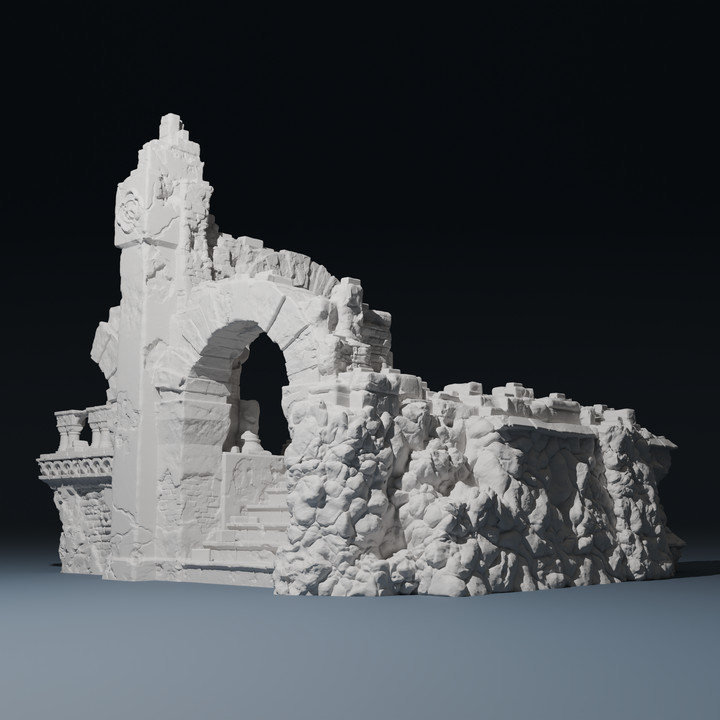 Romanesque Temple Corner 4 low 2 | Wargame Terrain | 1 Piece | FDM printed