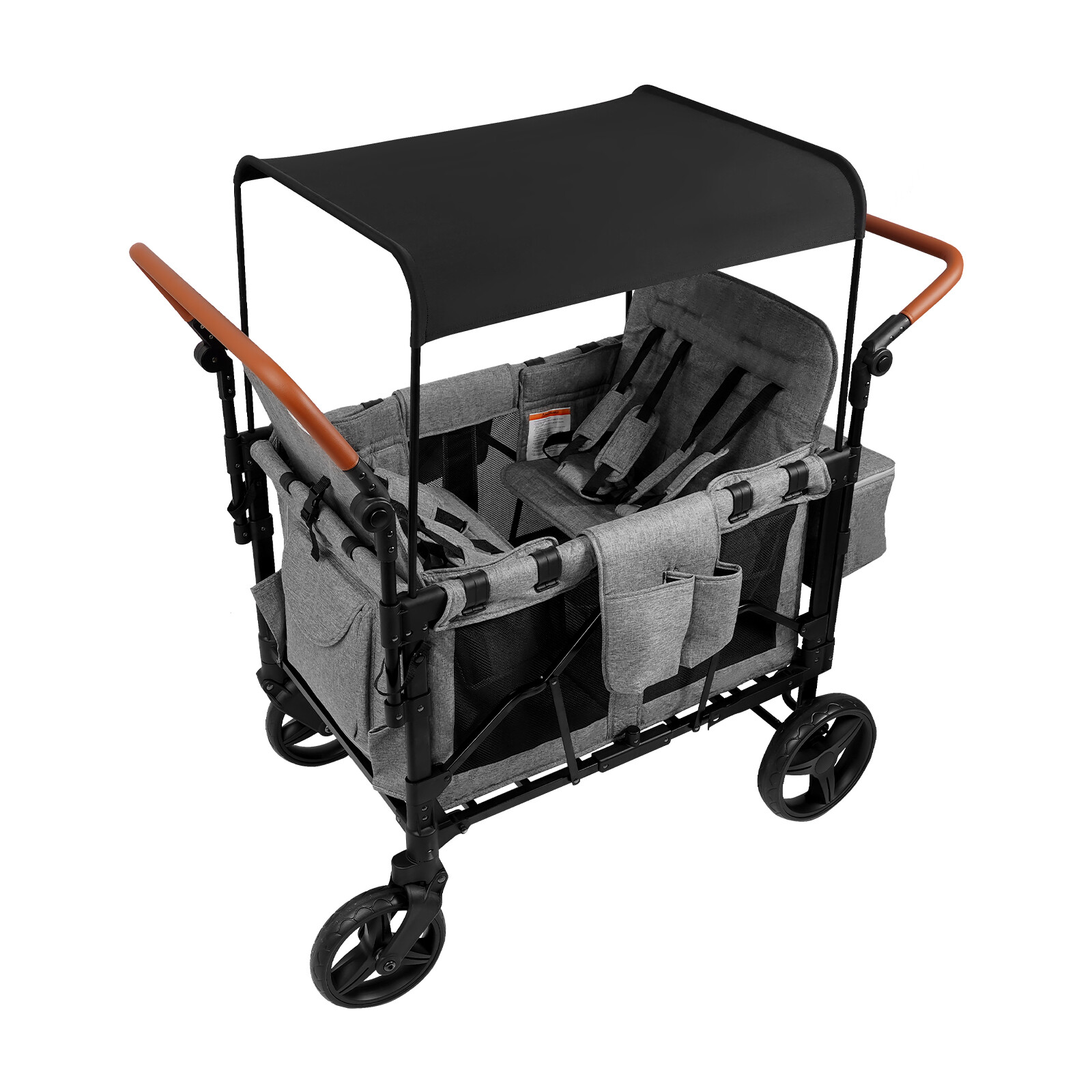 High Seat Stroller Wagon Freestand Wagon Cart Featuring Push Bar Wagon Stroller