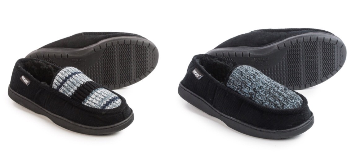 Mukluks Henry Slippers Black Marl Black Stripe Large Mens 12-13 House Shoes
