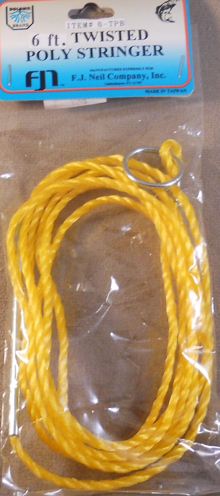 Dolphin Brand Fishing Stringer 6 foot Twisted Poly (6-TPB) Yellow