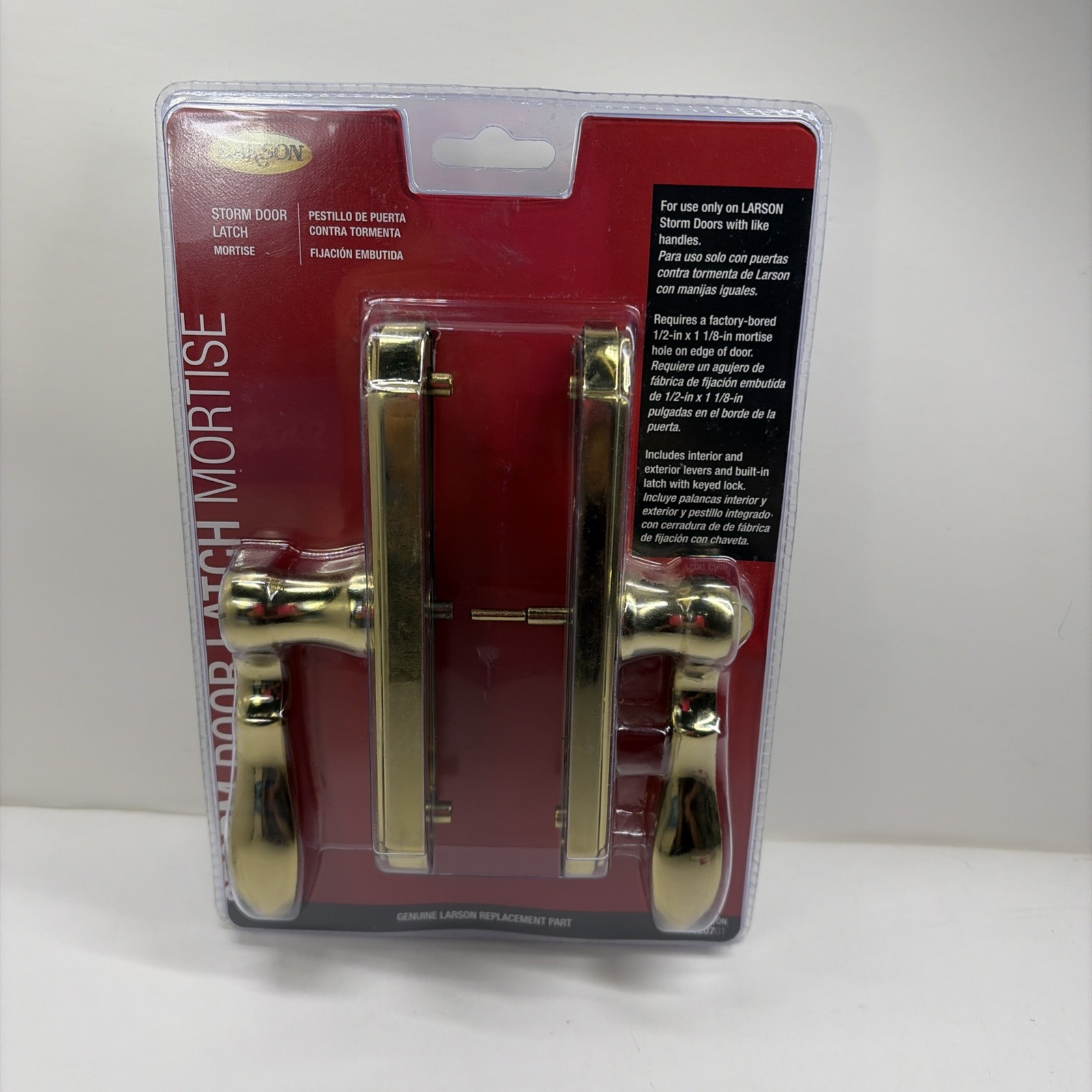 Larson Storm Door Latch Mortise Handle Set -  Brass - CH 30207 01 - NEW