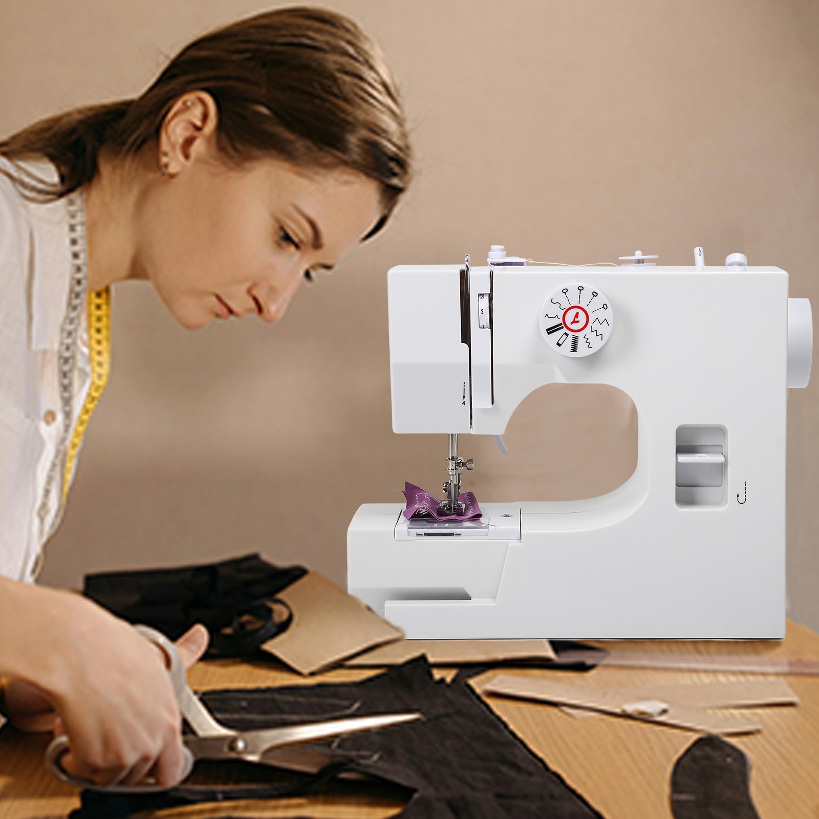 825A Multifunctional 12 Stitches Electric Mini Sewing Machine US Plug